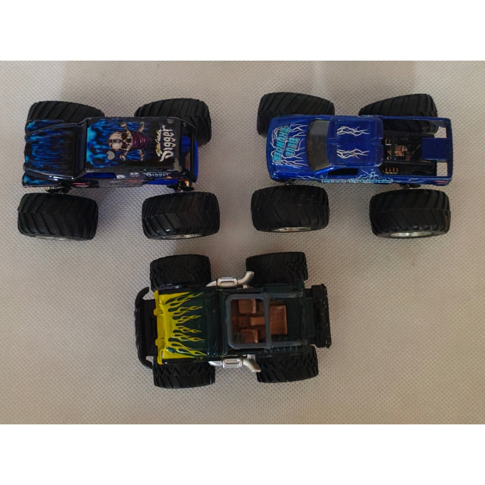 Hot Wheels Kids Monster Jam Truck Lot Son-uva Digger Blue Thunder Jeep 1:64